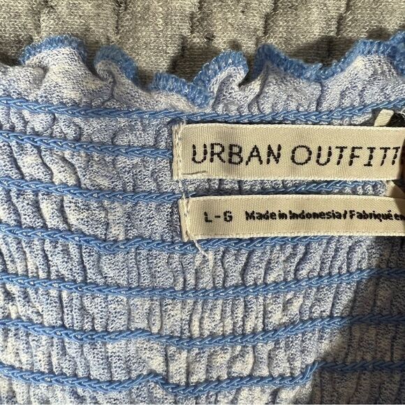Urban Outfitters L Crop Top Long Sleeve Blue with White Flowers Stretch Light - Picture 4 of 10